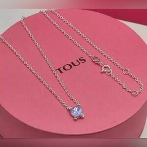 Necklace sterling silver and amethyst faceted heart cut Pills color 925